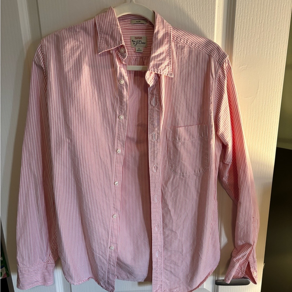 J. Crew Pink Striped Men's Oxford